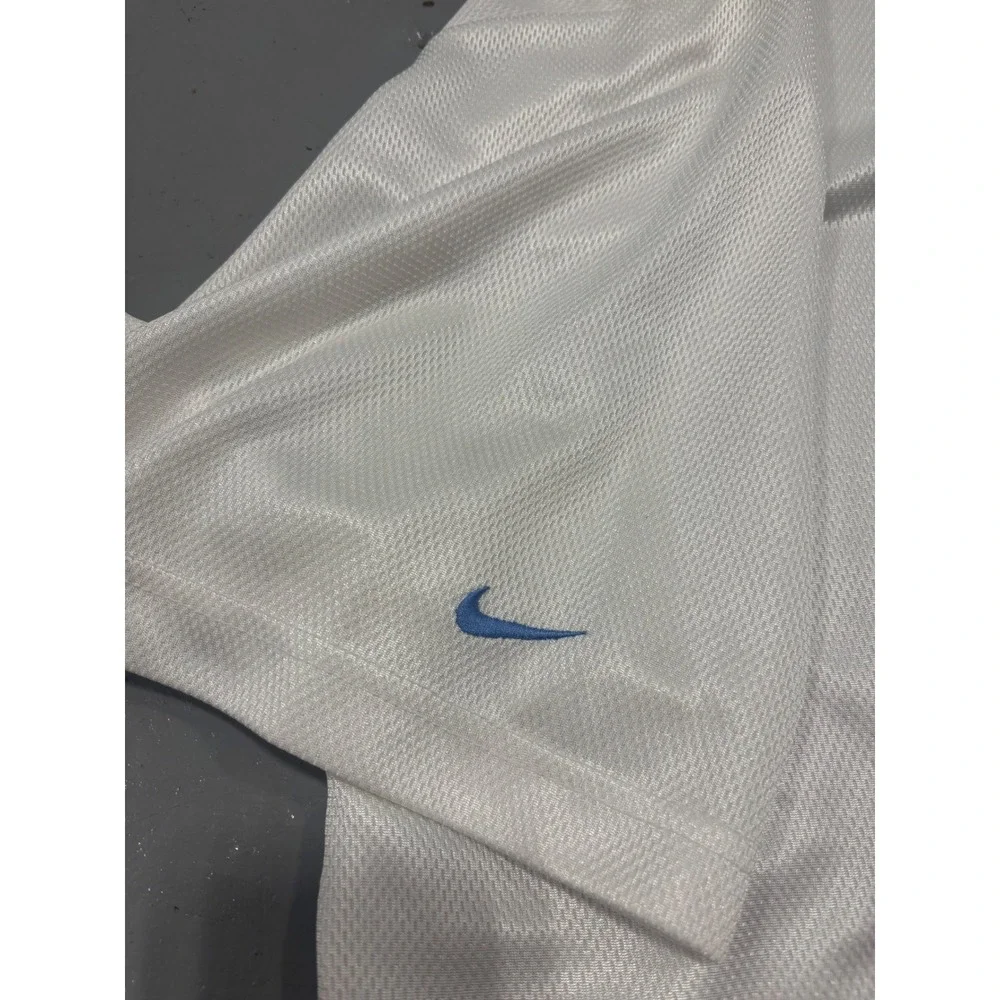 Vintage Nike Mesh Jersey Shirt Mens XL White V-Neck Embroidered Center Logo Tee